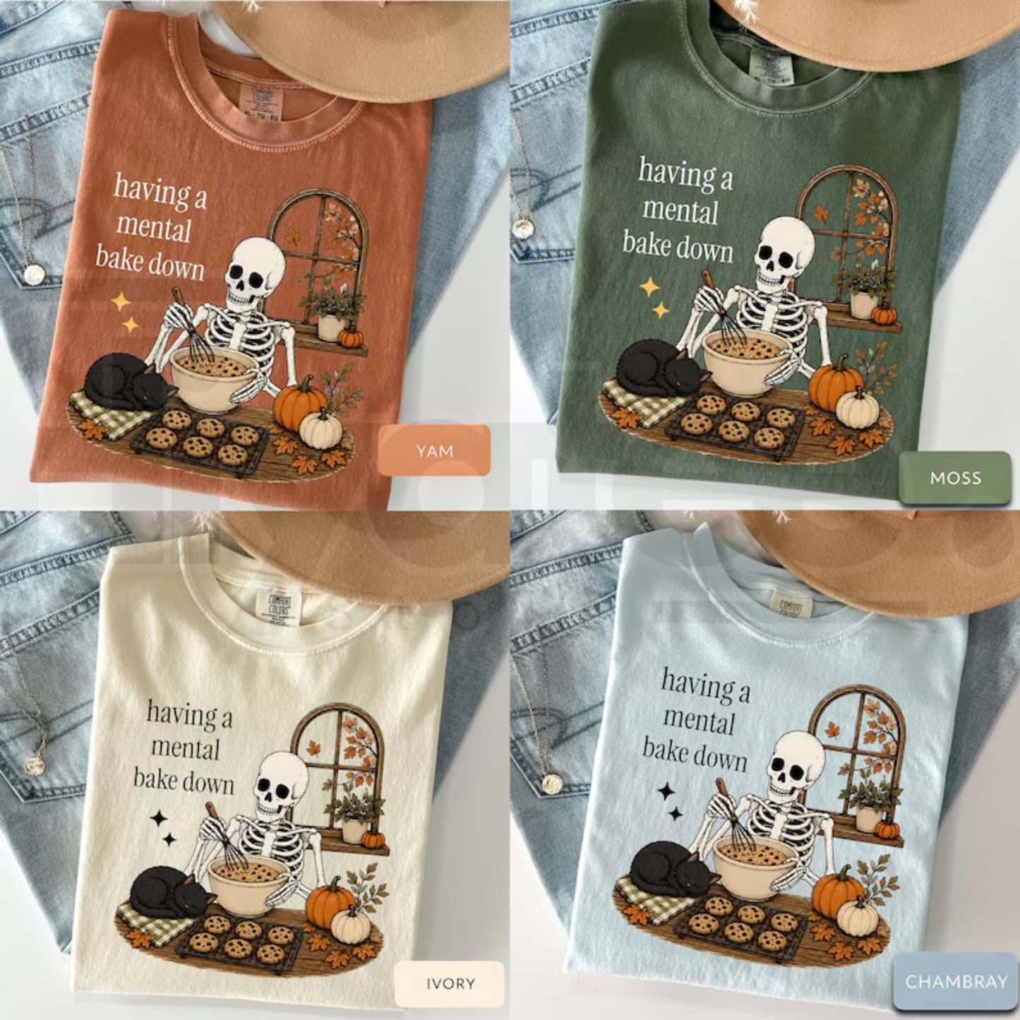 Funny Baking Skeleton Tee Having A Mental Bake Down Shirt Cookie Baker Gift - Hiyatee