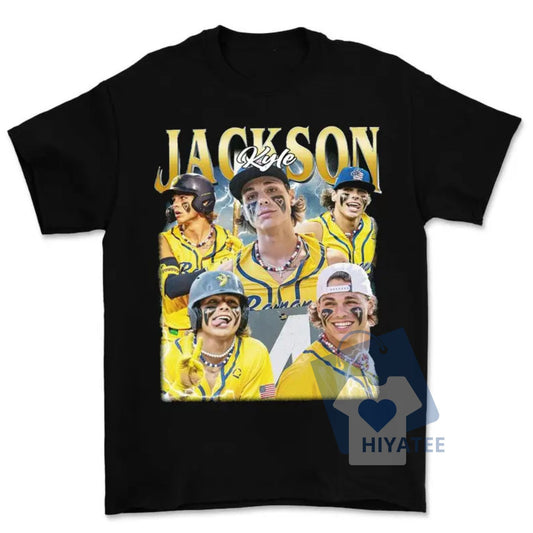 Funny Baseball Star Collage T-Shirt – Retro Yellow Player Sports Tee, Jackson-Inspired Humor Shirt for Men & Women-Hiyatee