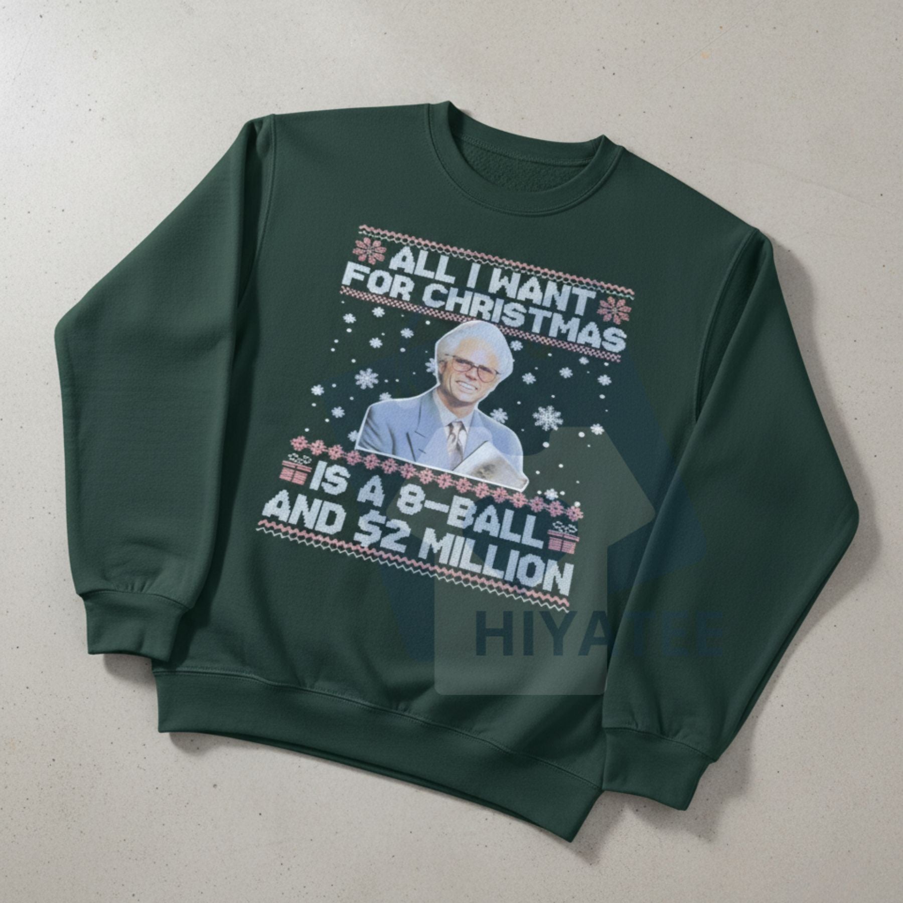 Funny Christmas Crewneck Sweatshirt: "Big Wish & $2 Million" Holiday Humor Top, Hilarious Xmas Gift, Sarcastic Festive Apparel - Hiyatee