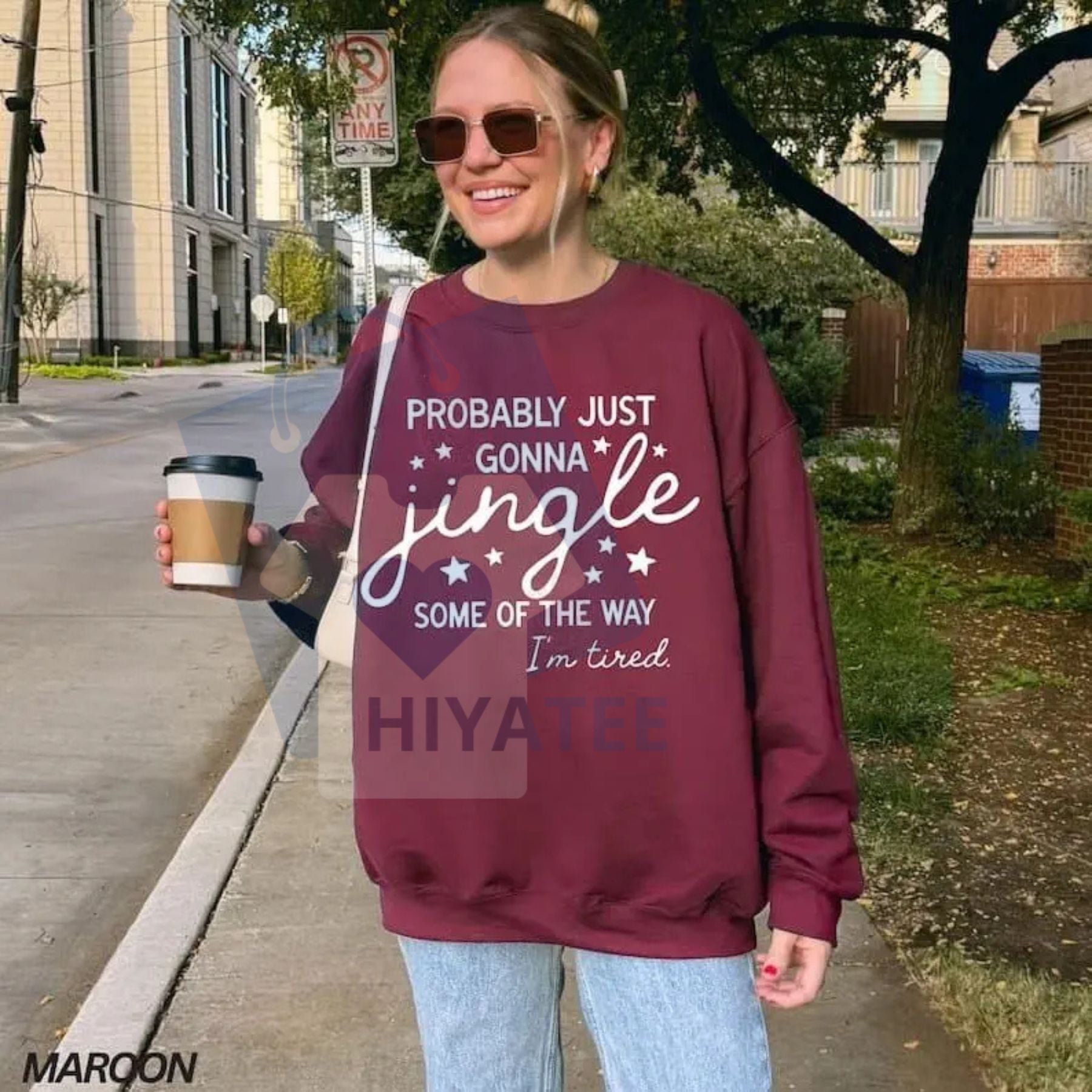 Funny Christmas Sweatshirt: "Jingle Some Of The Way I'm Tired" Shirt, Funny Holiday Sweatshirt, Merry Xmas Tee - Hiyatee