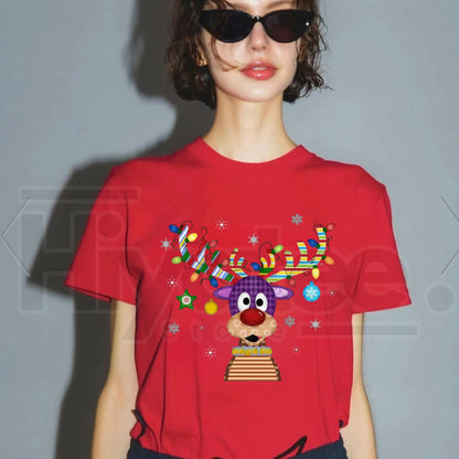 Funny Cute Reindeer Christmas T-Shirt – Holiday Graphic Unisex Cotton Tee - Hiyatee