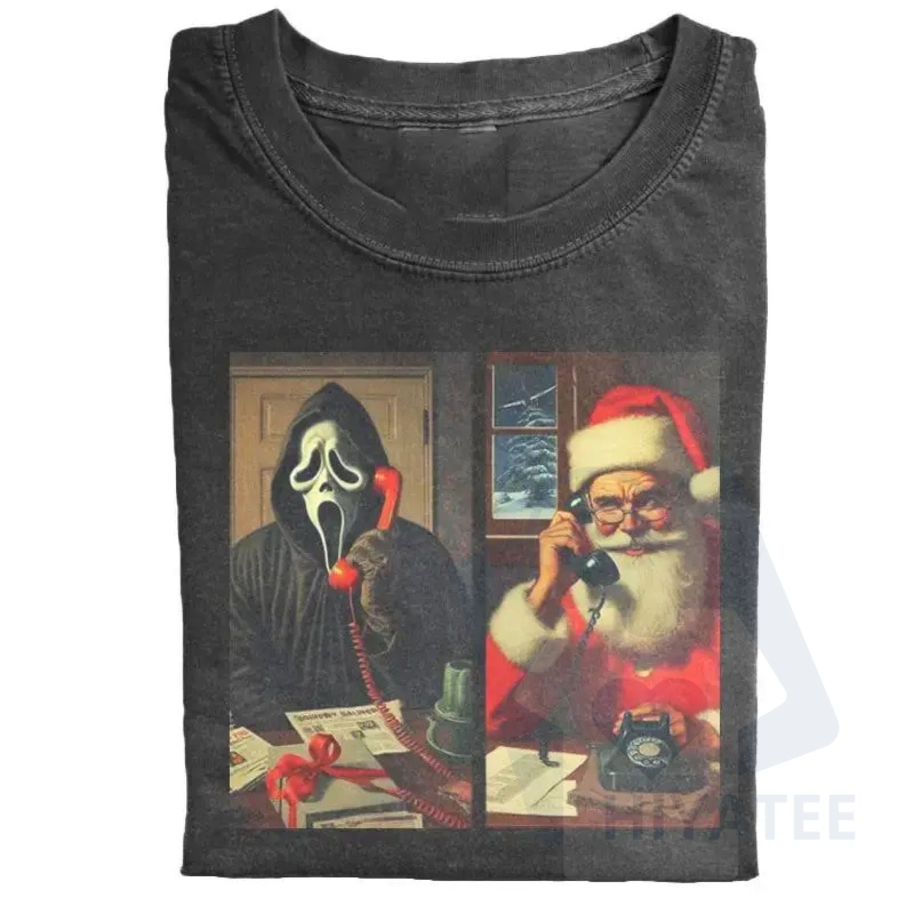 Funny Ghost Face Calling Santa T-shirt – Edgy Horror Christmas Tee - Hiyatee