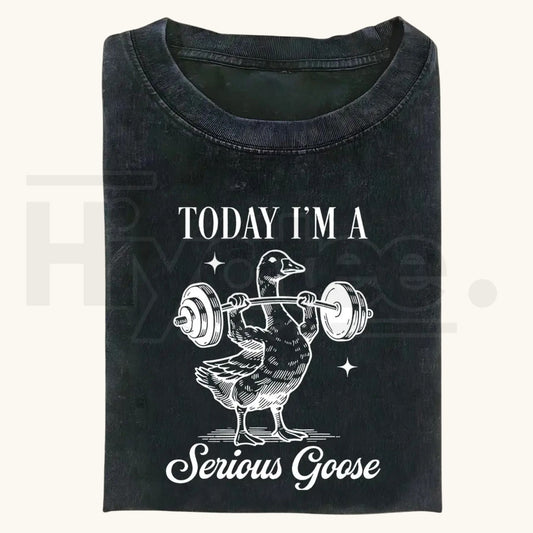 Funny Goose Gym Vintage Washed T-Shirt – Heavyweight 230g Graphic Oversized Tee - Hiyatee
