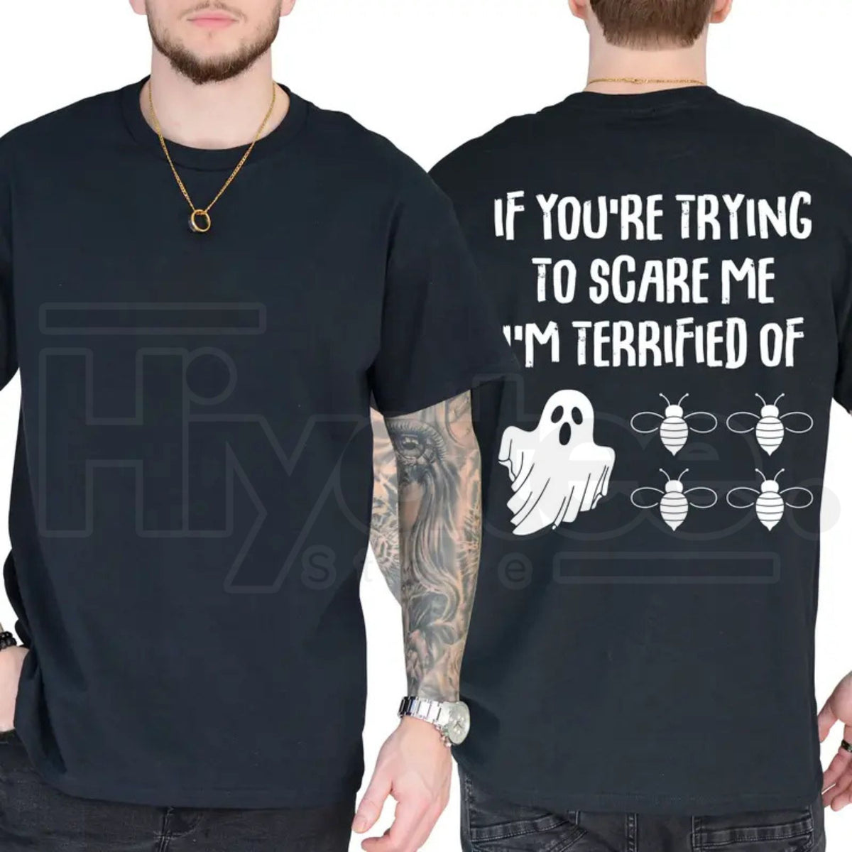 Funny Halloween Ghost Bee T-Shirt – Boo Bee Graphic Tee - Hiyatee
