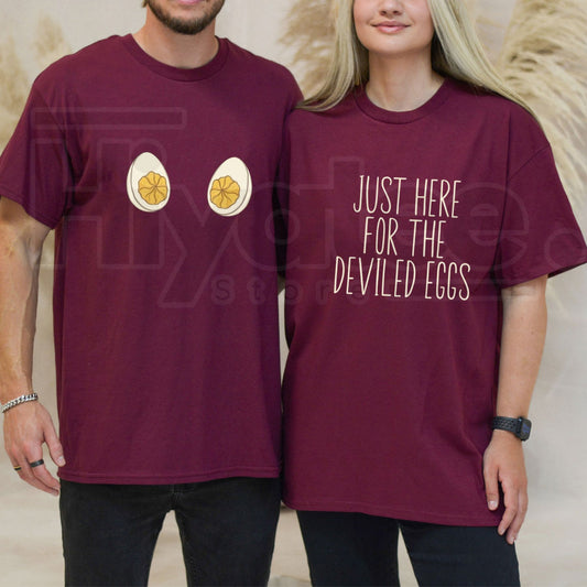 Funny Inappropriate Couple Christmas & Thanksgiving T-Shirt – Deviled Eggs Tee - Hiyatee