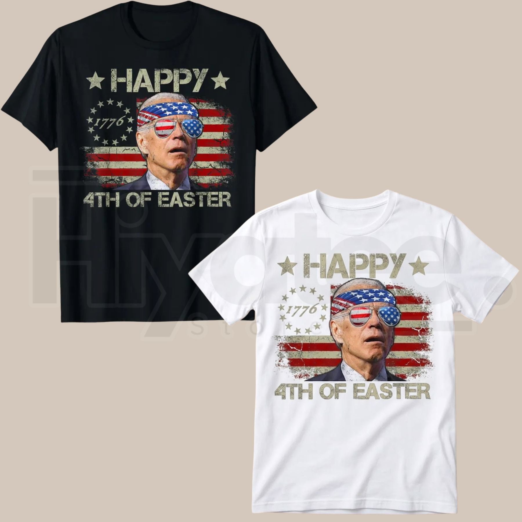 Funny Joe Biden Happy 4th of Easter T-Shirt – 250th Anniversary 4th of July Men's Flag Tee - Hiyatee