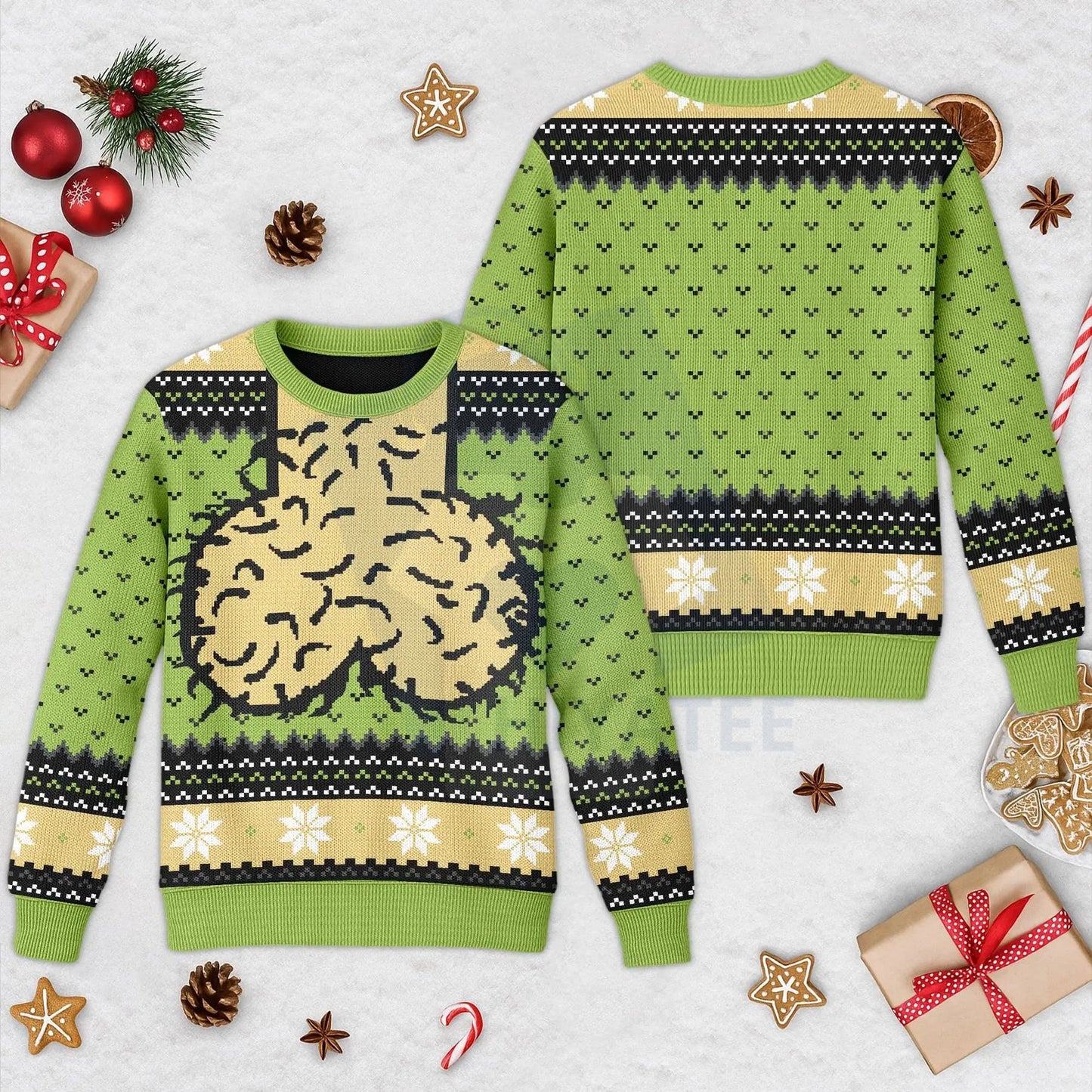 Funny Meme Balls Ugly Christmas Sweater – All-Over Print Holiday Knit - Hiyatee