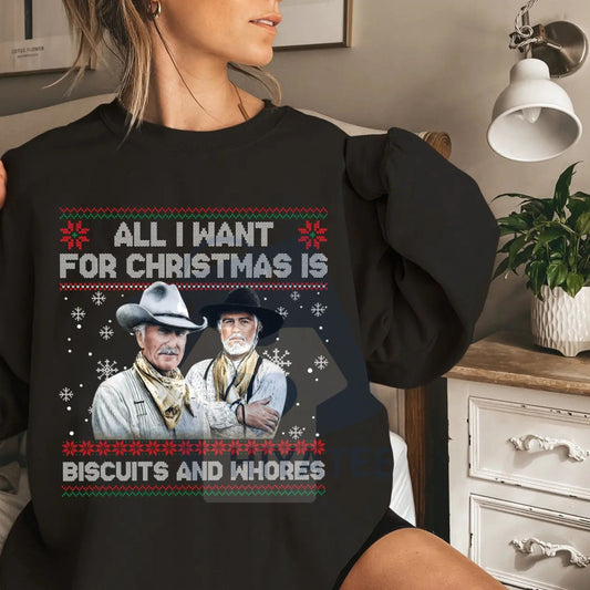 Funny Movie Quote Ugly Christmas Sweatshirt: Humorous Western Movie Shirt, Classic Film Quote Pullover, Unisex Christmas Gift - Hiyatee