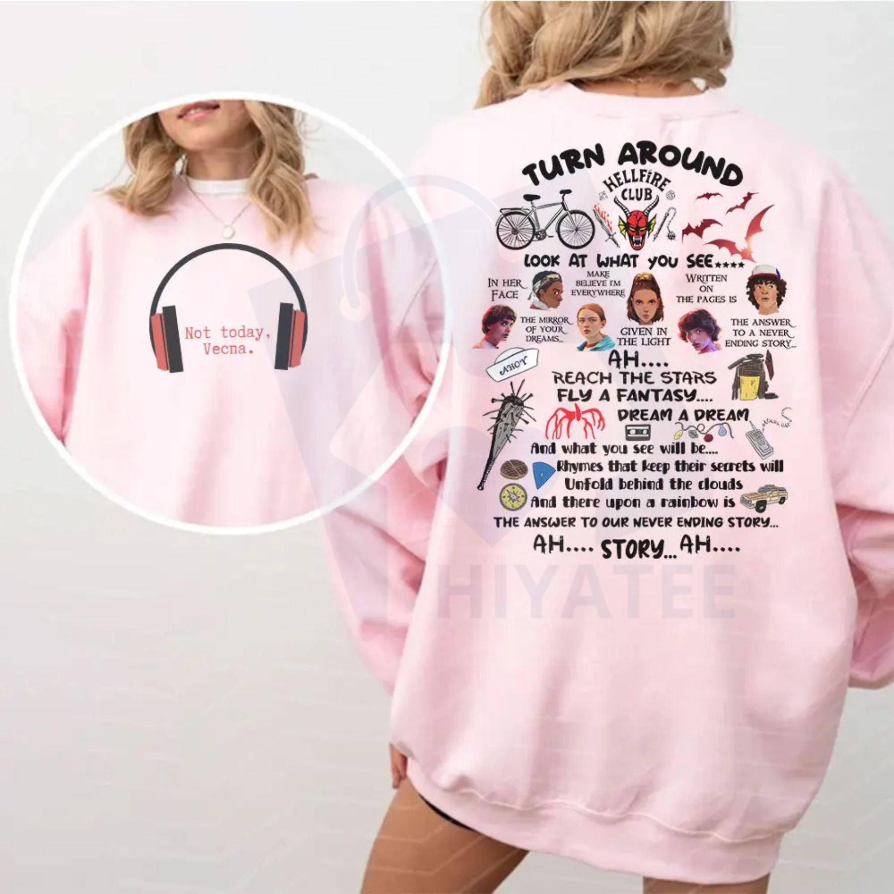 Funny Not Today Vecna Shirt: Never Ending Story 2 Sides Sweatshirt, Christmas Things Sweater, Retro Graphic Crewneck, Stranger Fan Gift - Hiyatee