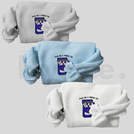 Funny "Pass Me A Fridge of Blue Soda" Embroidered Sweatshirt – Sarcastic Holiday Crewneck - Hiyatee