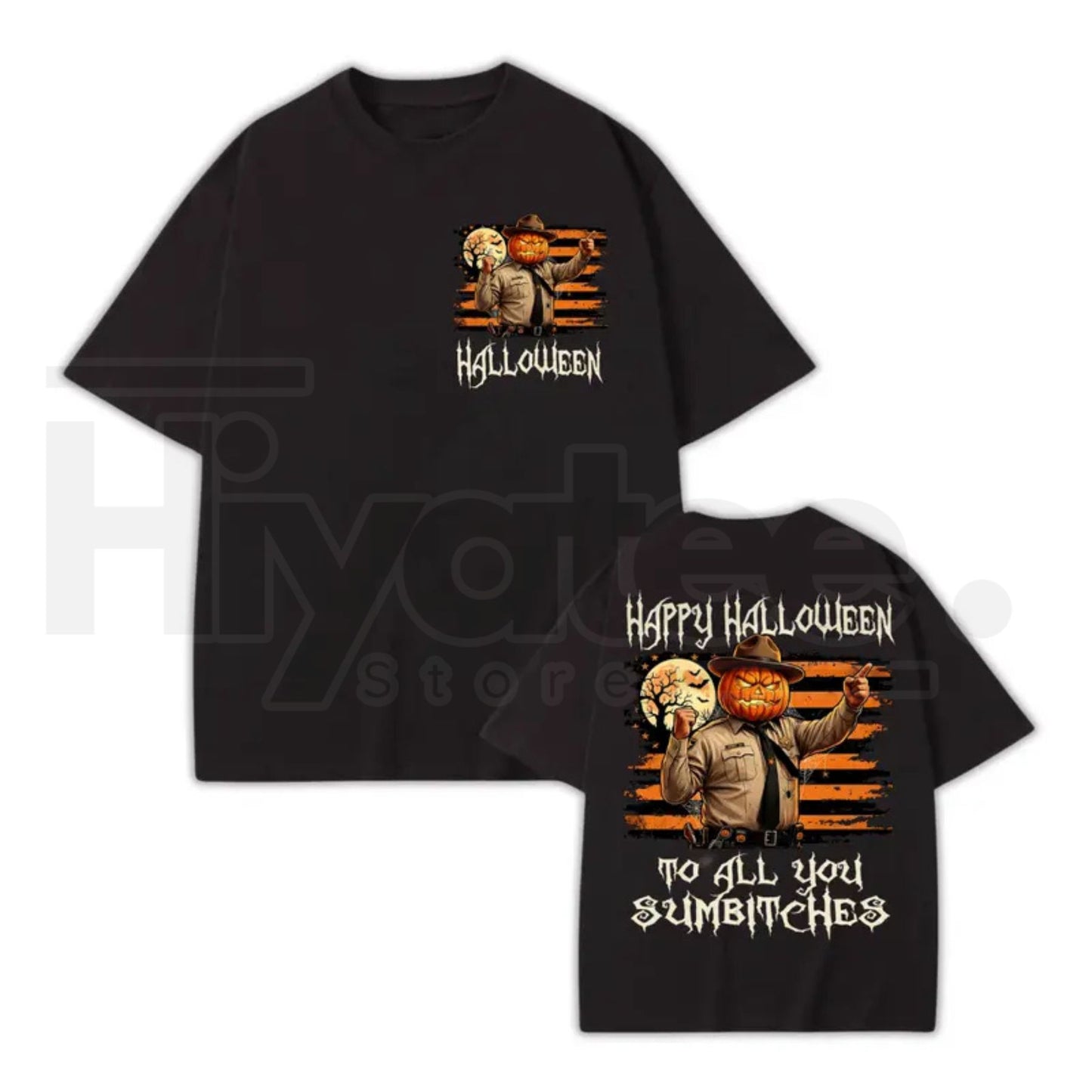 Funny Pumpkin Sheriff Halloween T-Shirt – Western Country Spooky Cowboy Tee - Hiyatee