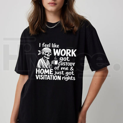Funny Work Life Skeleton Coffee T-Shirt – Sarcastic Workplace Humor Graphic Tee - Hiyatee