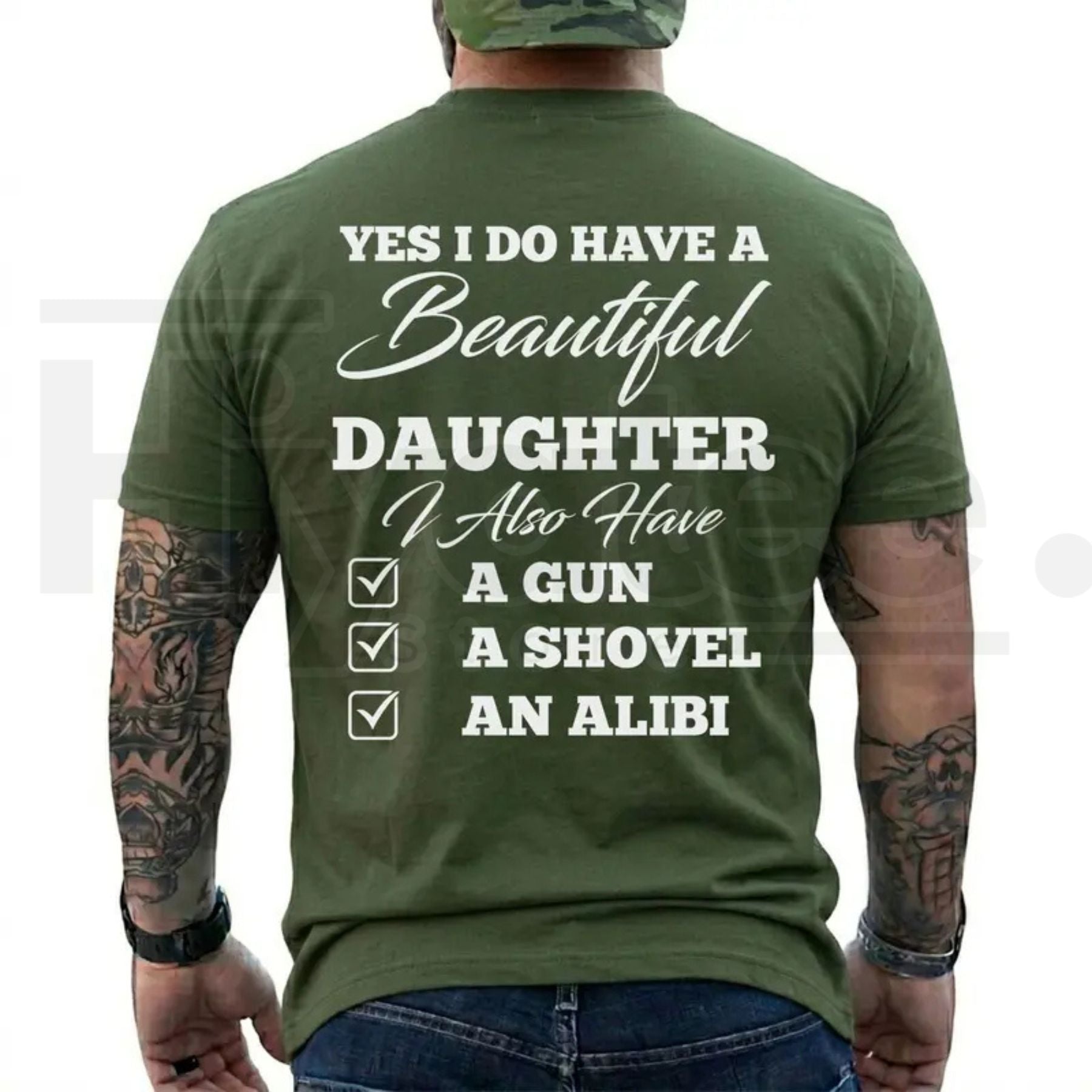 Funny Yes I Do Have A Beautiful Daughter T-Shirt – Protective Dad Graphic Tee - Hiyatee