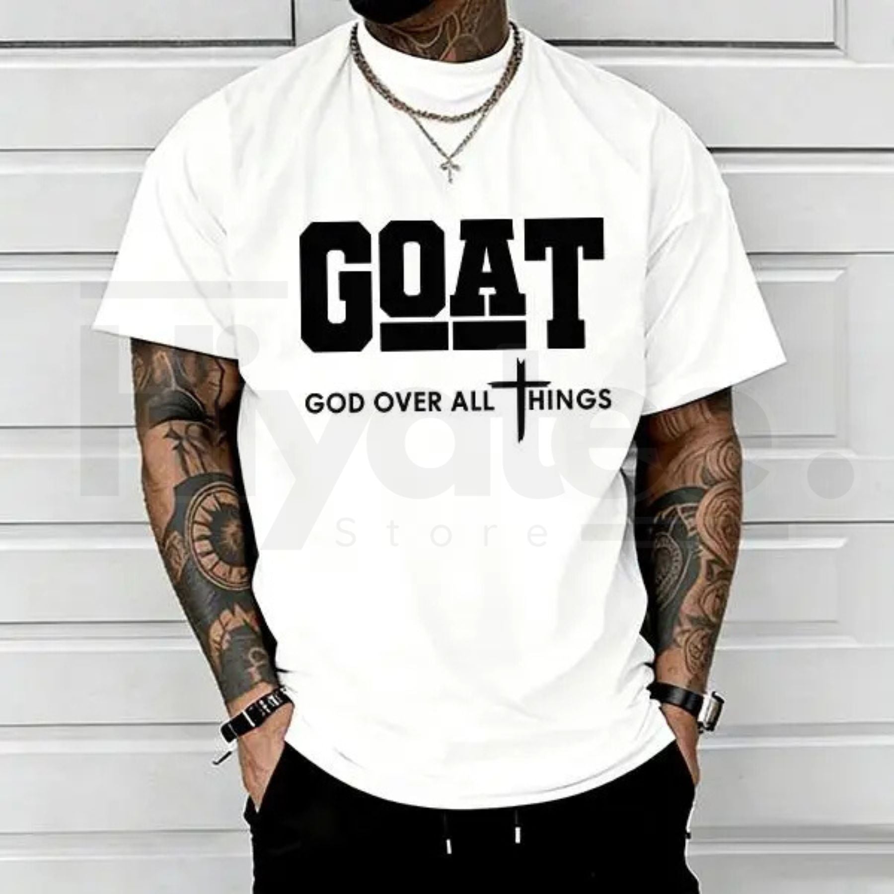 "GOAT – God Over All" – Trendy Christian Urban Fashion Graphic Top - Hiyatee