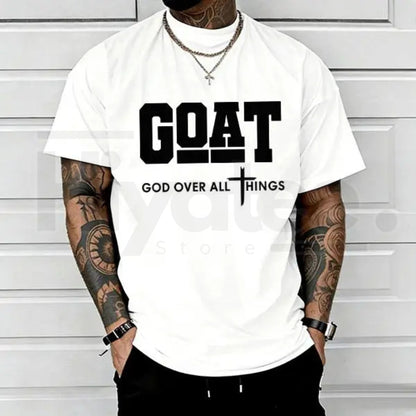 "GOAT – God Over All" – Trendy Christian Urban Fashion Graphic Top - Hiyatee