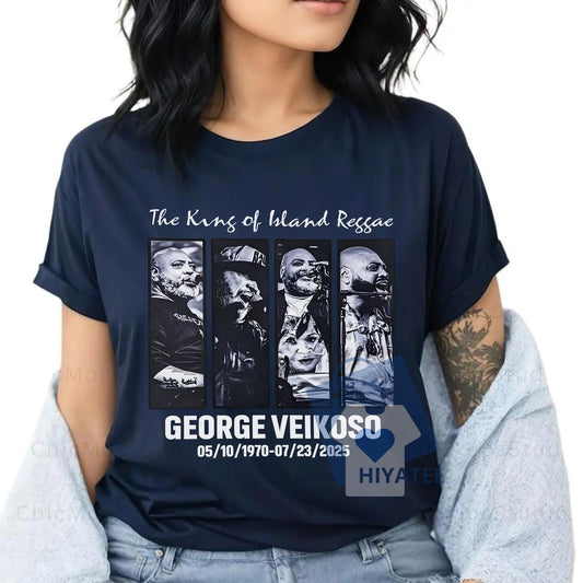George Veikoso Memorial Shirt – Fiji Tribute 1970–2025 T-Shirt, King of Island Reggae Graphic Tee, Unisex Cotton Shirt for Music Fans-Hiyatee