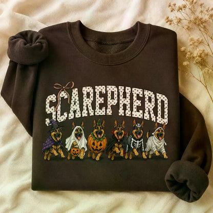 Dark Chocolate 30+ Halloween Dog Breeds Sweatshirt – Spooky Season Dog Mom Crewneck, Cozy Autumn Dog Lover Pullover