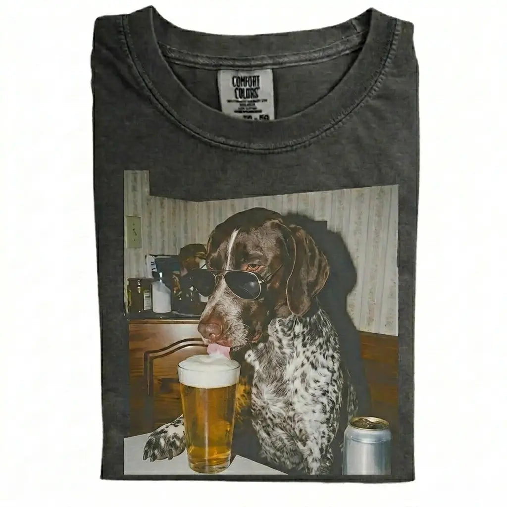 Comfort Colors 50+ Dog Breeds Available Drinking Beer Shirt – Vintage 90s Funny Edgy Dog Meme Tee, Unisex Casual Streetwear Gift