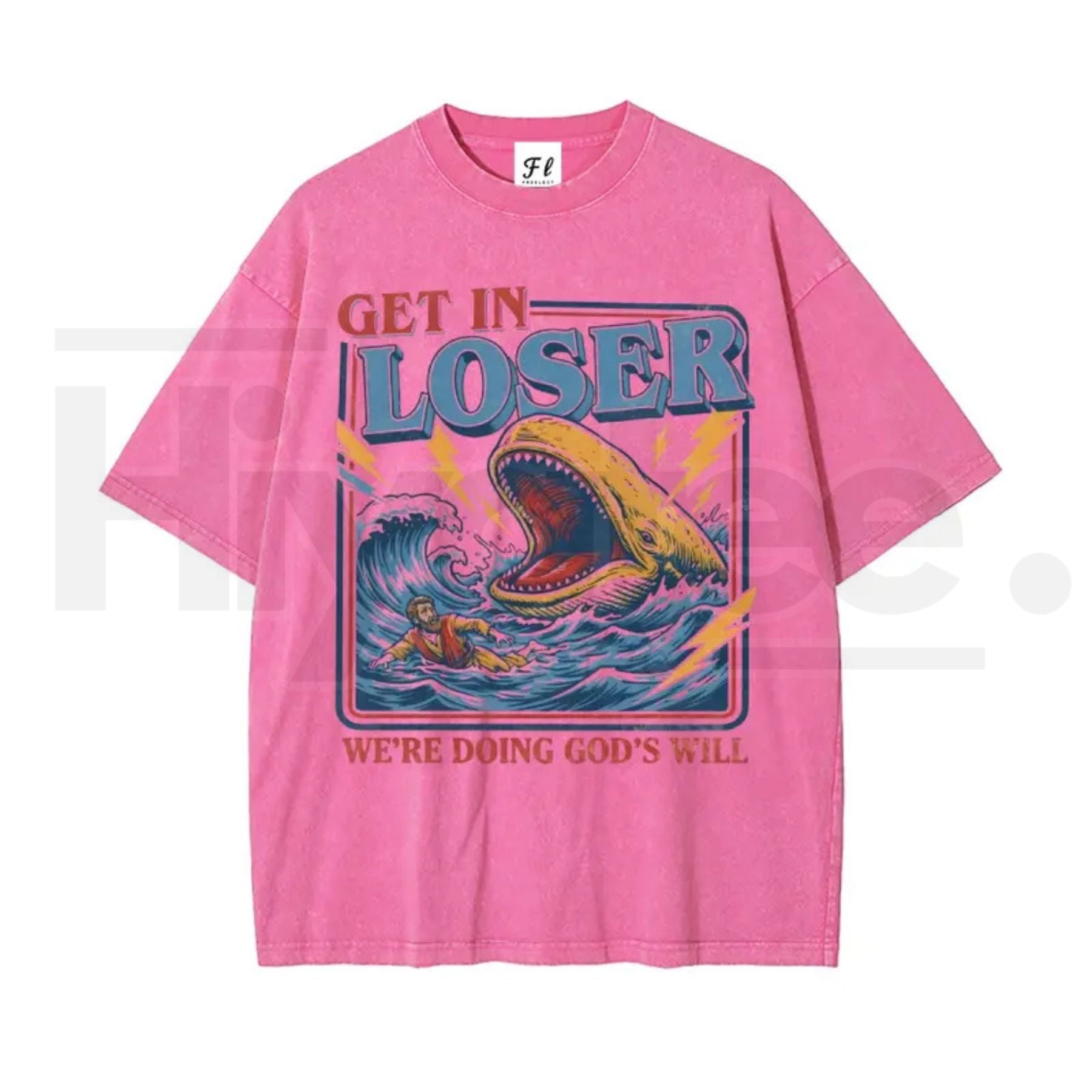 "Get In Loser" Jonah and the Whale T-Shirt – Vintage Washed Christian Humor Streetwear - Hiyatee
