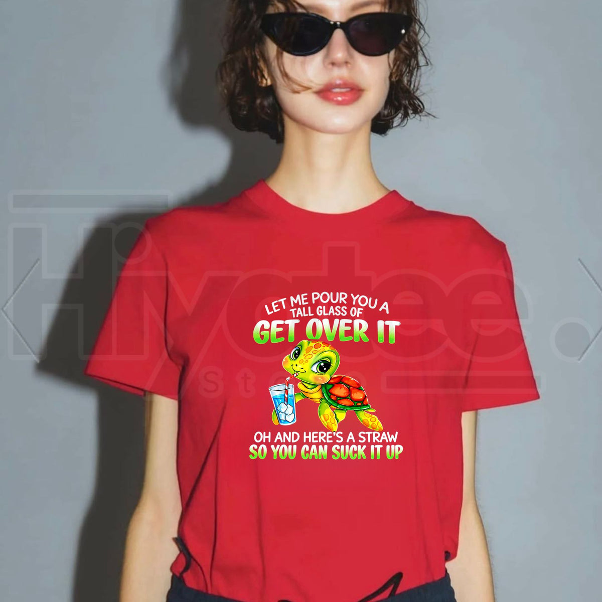 Get Over It Funny Turtle T-Shirt – Sarcastic Quote Graphic Tee - Hiyatee