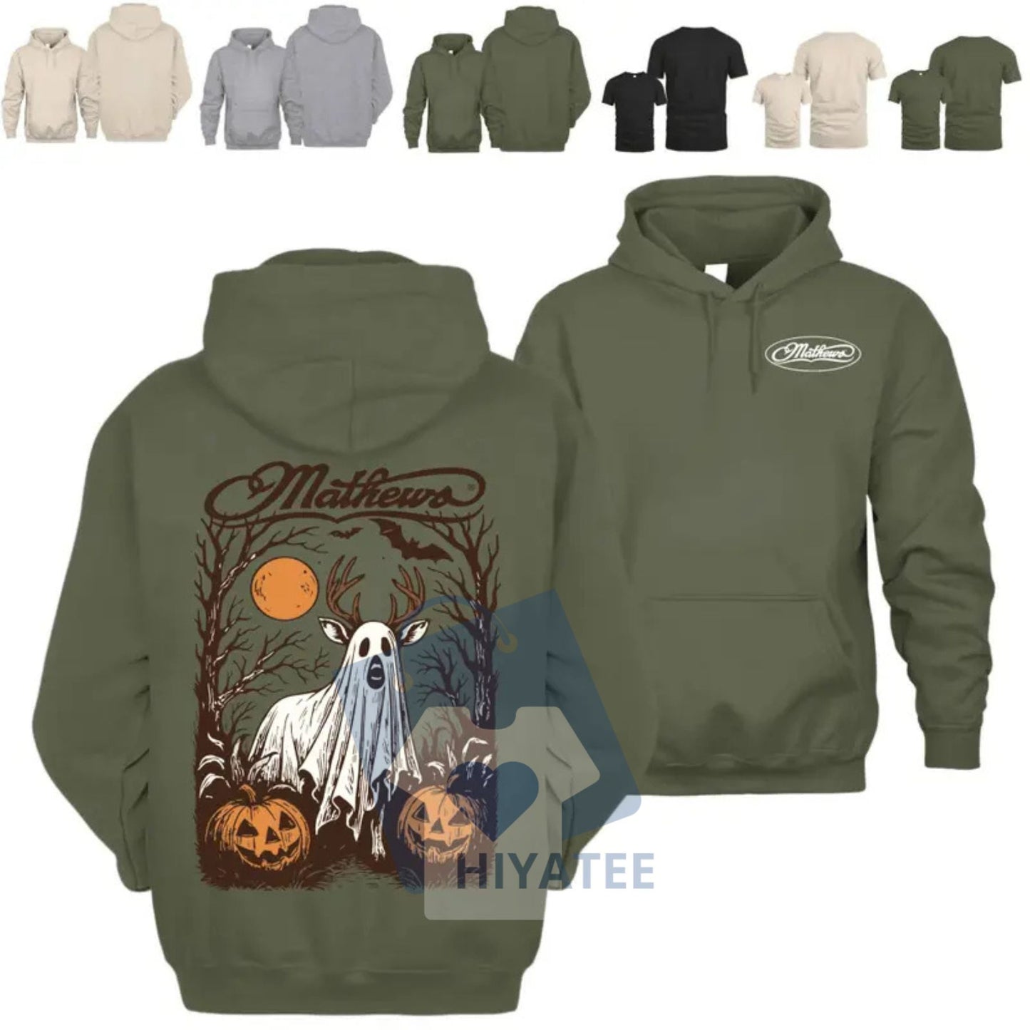 Ghost Deer Halloween Hoodie – Hunting Graphic Sweatshirt, Spooky Hunting Style, Unisex Hunting Gear - Hiyatee