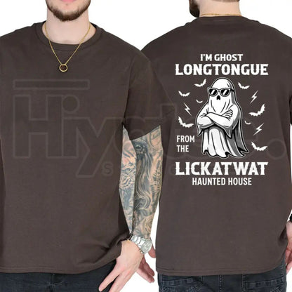 Ghost Longtongue Haunted House T-Shirt – Funny Spooky Halloween Graphic Tee - Hiyatee