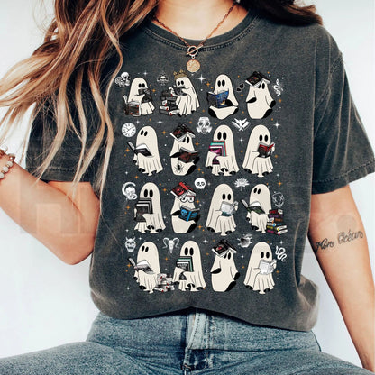 Ghosts Reading Dark Romance Series Books T-Shirt Haunting Adeline Graphic Tee - Hiyatee