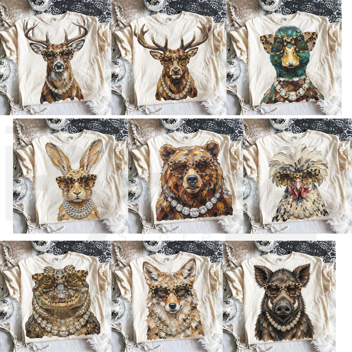 Glam Whitetail Animals Hunting Season Shirt Deer Duck Elk Leopard Print Tee - Hiyatee