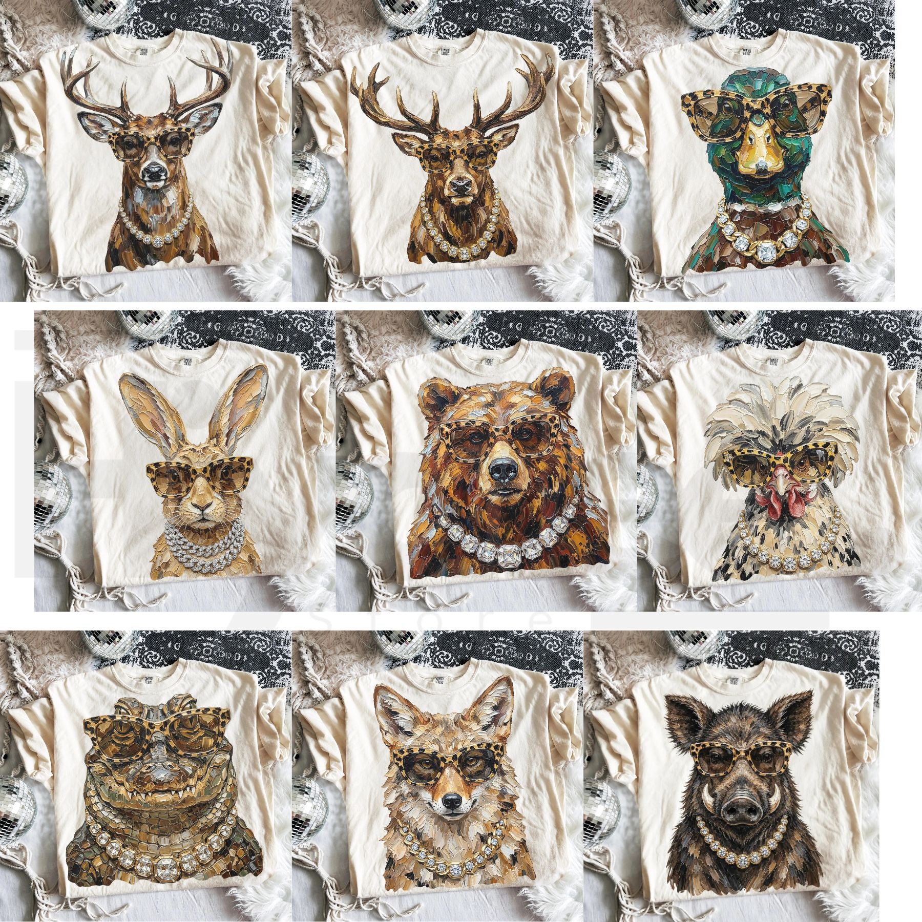 Glam Whitetail Animals Hunting Season Shirt Deer Duck Elk Leopard Print Tee - Hiyatee