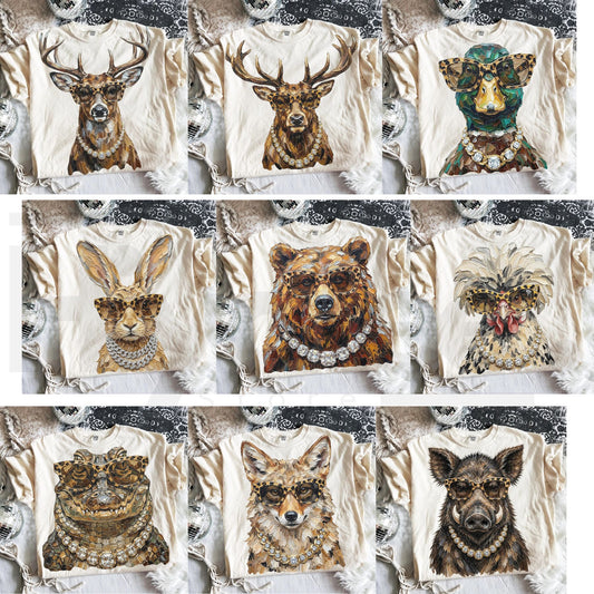 Glam Whitetail Animals Hunting Season Shirt Deer Duck Elk Leopard Print Tee - Hiyatee