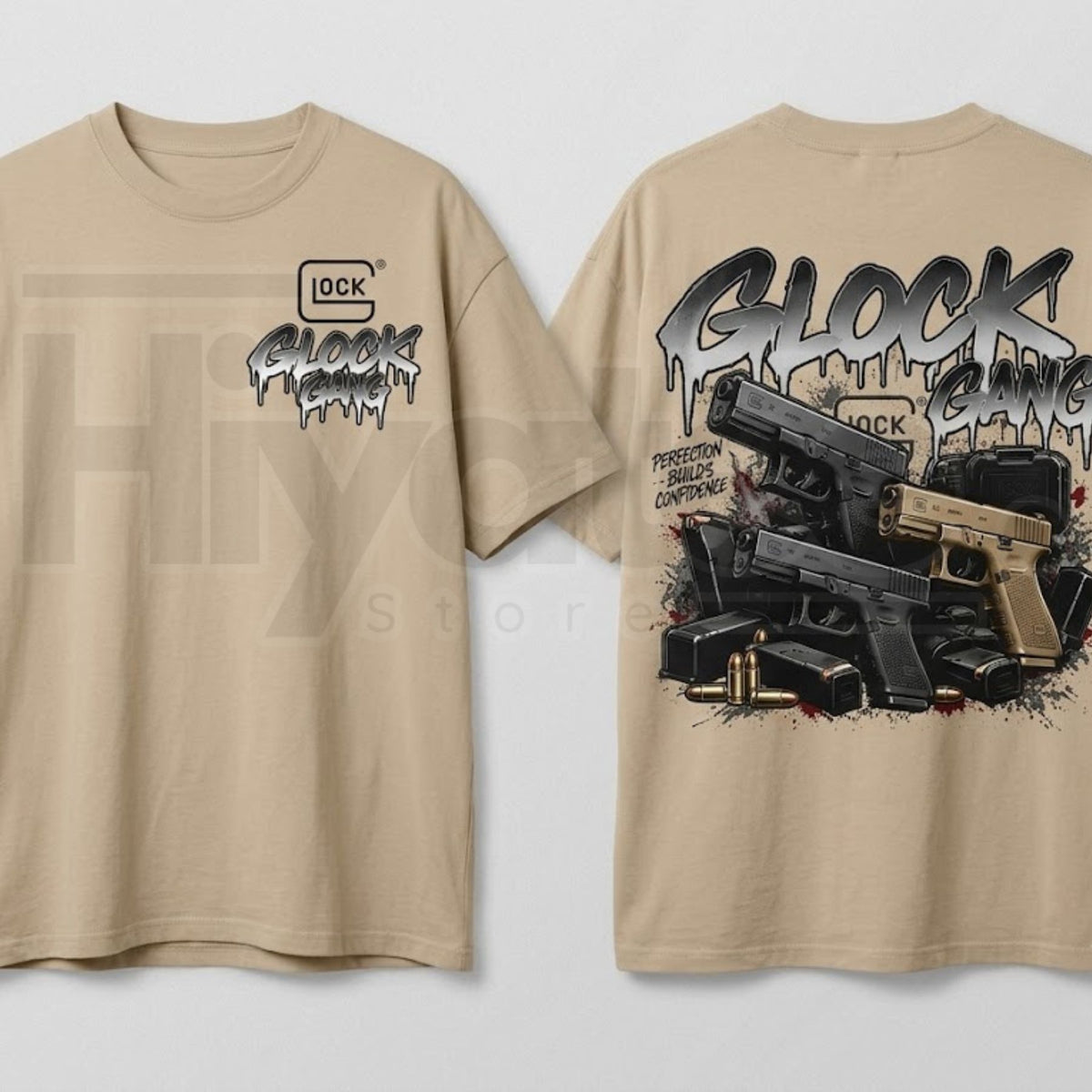 Glock Tactical T-Shirt – Perfection Builds Confidence Glock Gang Graphic Tee - Hiyatee