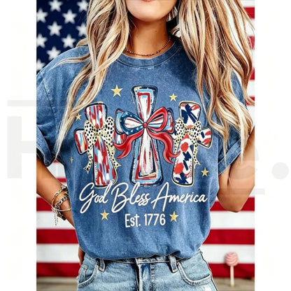 God Bless America Vintage T-Shirt – USA 250th Anniversary Washed Graphic Tee - Hiyatee