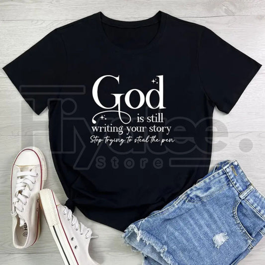 "God Is Still" Faith-Based – Women's Comfy Graphic Top - Hiyatee