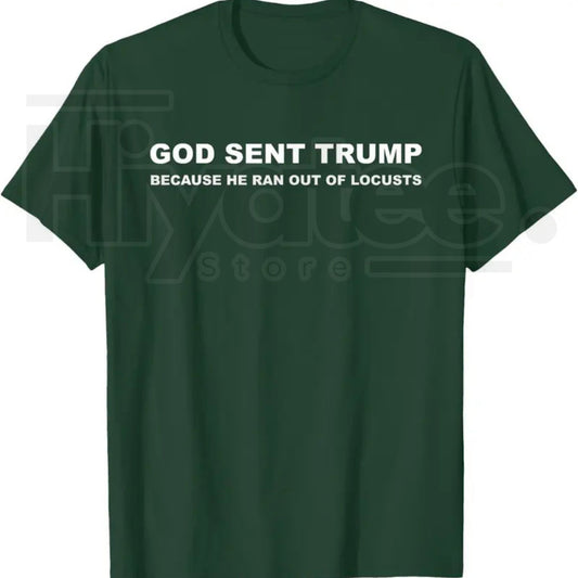 God Sent Trump Because He Ran Out of Locusts T-Shirt – Political Satire Graphic Tee - Hiyatee