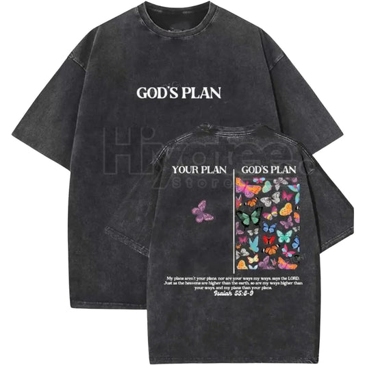 God's Plan Unisex Washed T-Shirt – Vintage 90s Christian Graphic Tee, Summer Streetwear - Hiyatee