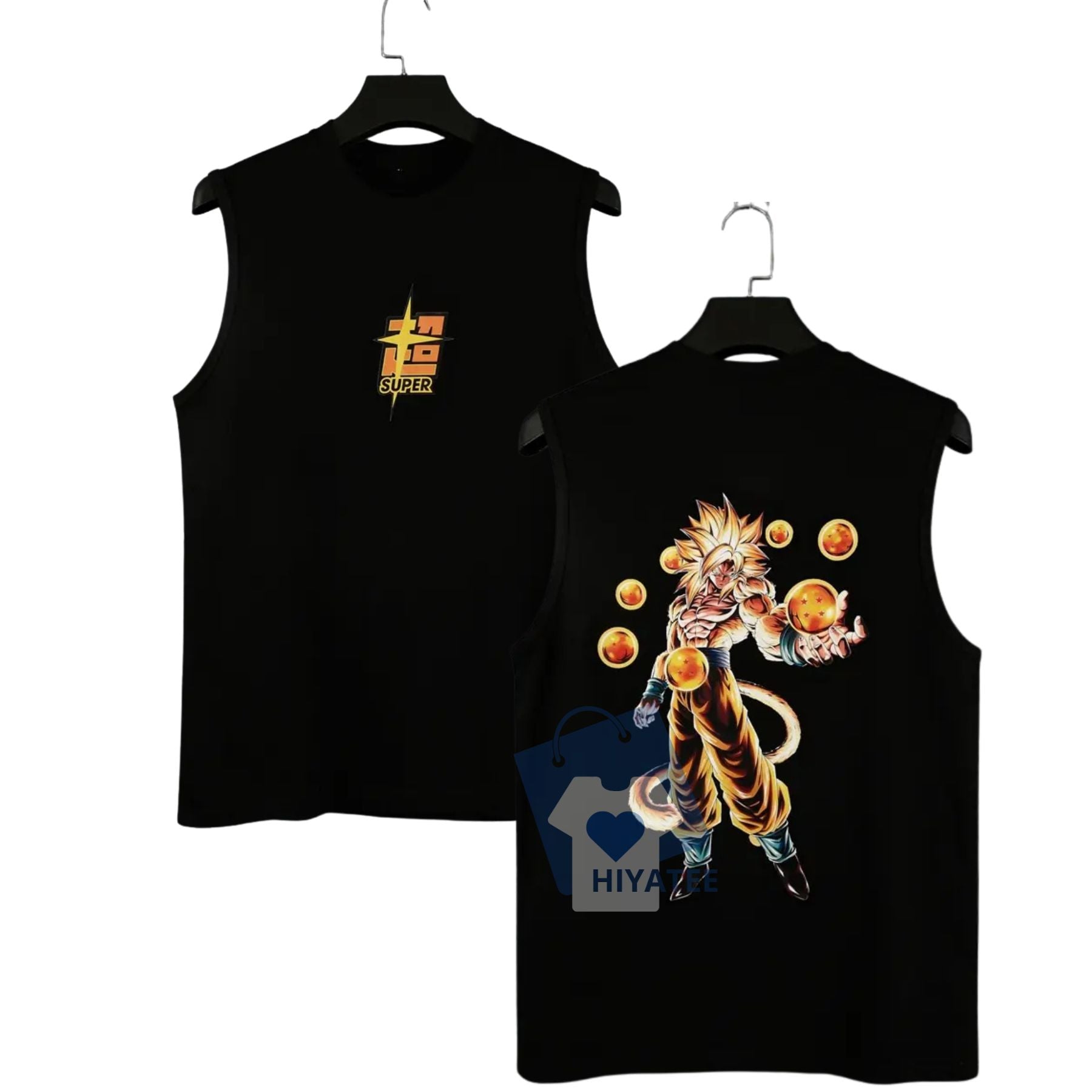 Goku Saiyan Tank Top – Dragon Ball Z 80s 90s Anime Graphic Tee, Unisex Summer Streetwear for Men-Hiyatee
