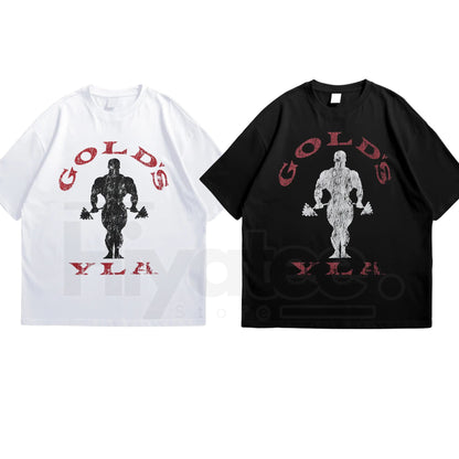 Gold's Gym Weightlifting Graphic Tee – Men's 100% Cotton Bodybuilding T-Shirt - Hiyatee