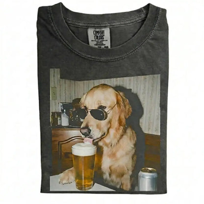 Comfort Colors 50+ Dog Breeds Available Drinking Beer Shirt – Vintage 90s Funny Edgy Dog Meme Tee, Unisex Casual Streetwear Gift