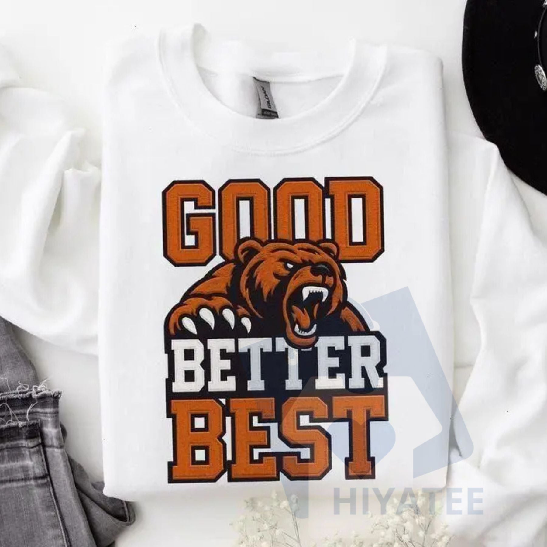 Good Better Best Print Sweatshirt: Bear Football Fans Vintage Pullover, Retro Mascot Game Day Crewneck, Unisex Sportswear Gift - Hiyatee