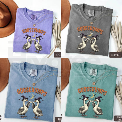 Goose Bumps Halloween Silly Goose Comfort Colors T-Shirt - Hiyatee