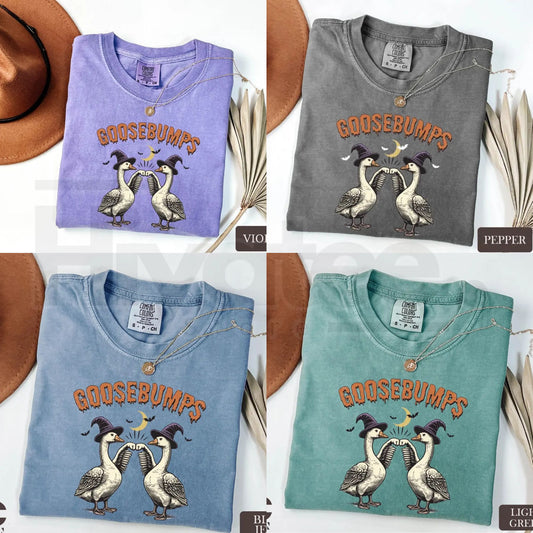 Goose Bumps Halloween Silly Goose Comfort Colors T-Shirt - Hiyatee