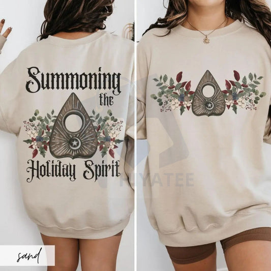 Gothic Cottagecore Summoning Spirits Planchette Christmas Sweatshirt: Yule Christmas Gift, Occult Holiday Crewneck, Witchy Aesthetic Sweater - Hiyatee