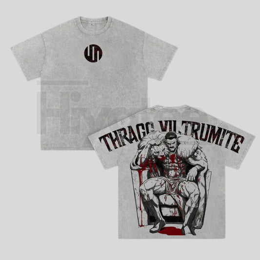 Grand Regent Thragg "Bloody Throne" Vintage Washed T-Shirt – Heavyweight Viltrumite Empire Streetwear - Hiyatee