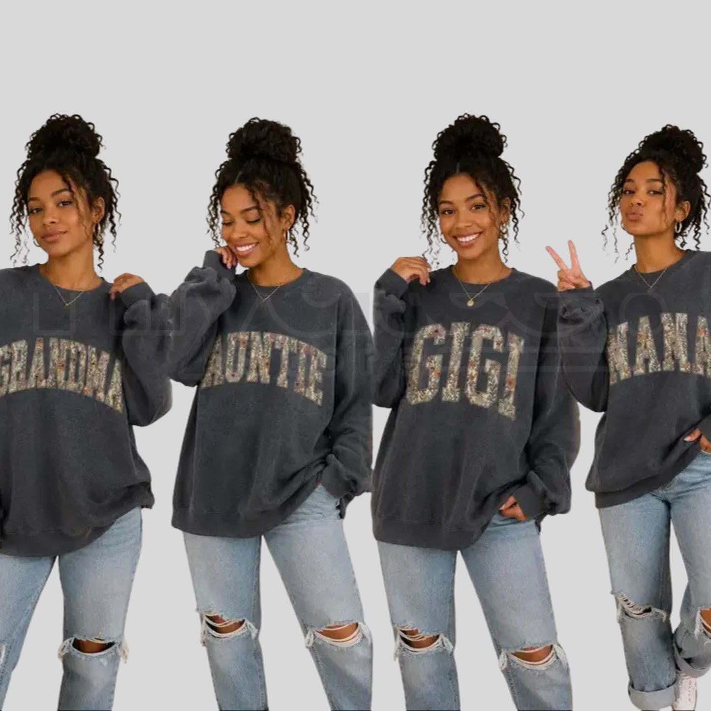 Grandma Gigi Nana Mimi Mama Auntie Floral Sweatshirt – Vintage Botanical Mother's Day Gift Crewneck - Hiyatee