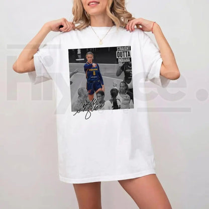 Graphic Sophie Straight Outta Basketball T-Shirt – Black & White Fan Graphic Tee - Hiyatee