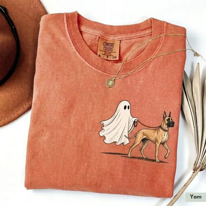Comfort Color Ghost Walking Dog Halloween Shirt Cute Personalized Pet Tee