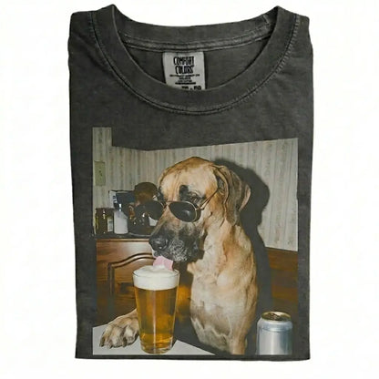 Comfort Colors 50+ Dog Breeds Available Drinking Beer Shirt – Vintage 90s Funny Edgy Dog Meme Tee, Unisex Casual Streetwear Gift