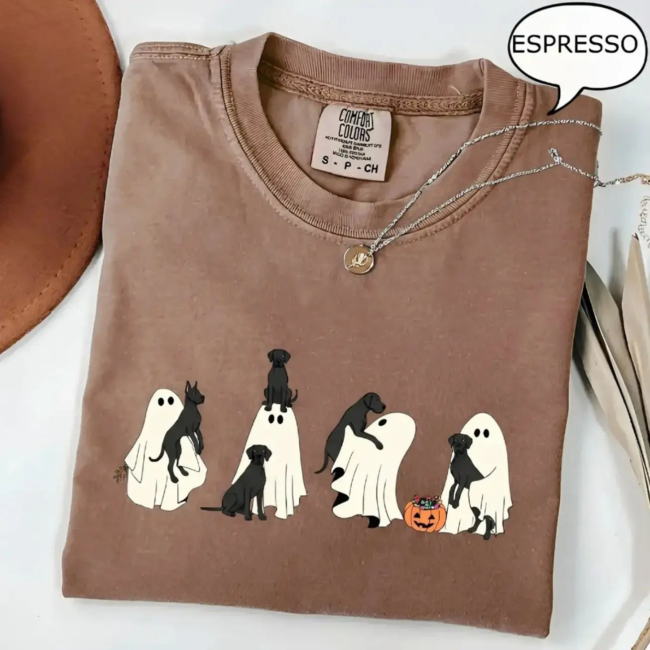 Comfort Colors Custom Dog Halloween Shirt Ghost Boba Tea Funny Dog Gift Tee