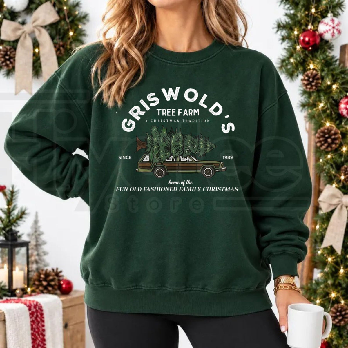 Griswold Christmas Tree Sweatshirt | National Lampoon Holiday Movie Crewneck - Hiyatee
