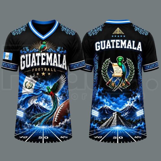 Guatemala National Team Hybrid Mesh Soccer Jersey – V-Neck Professional Sports Wear - Hiyatee